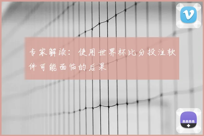 专家解读：使用世界杯比分投注软件可能面临的后果
